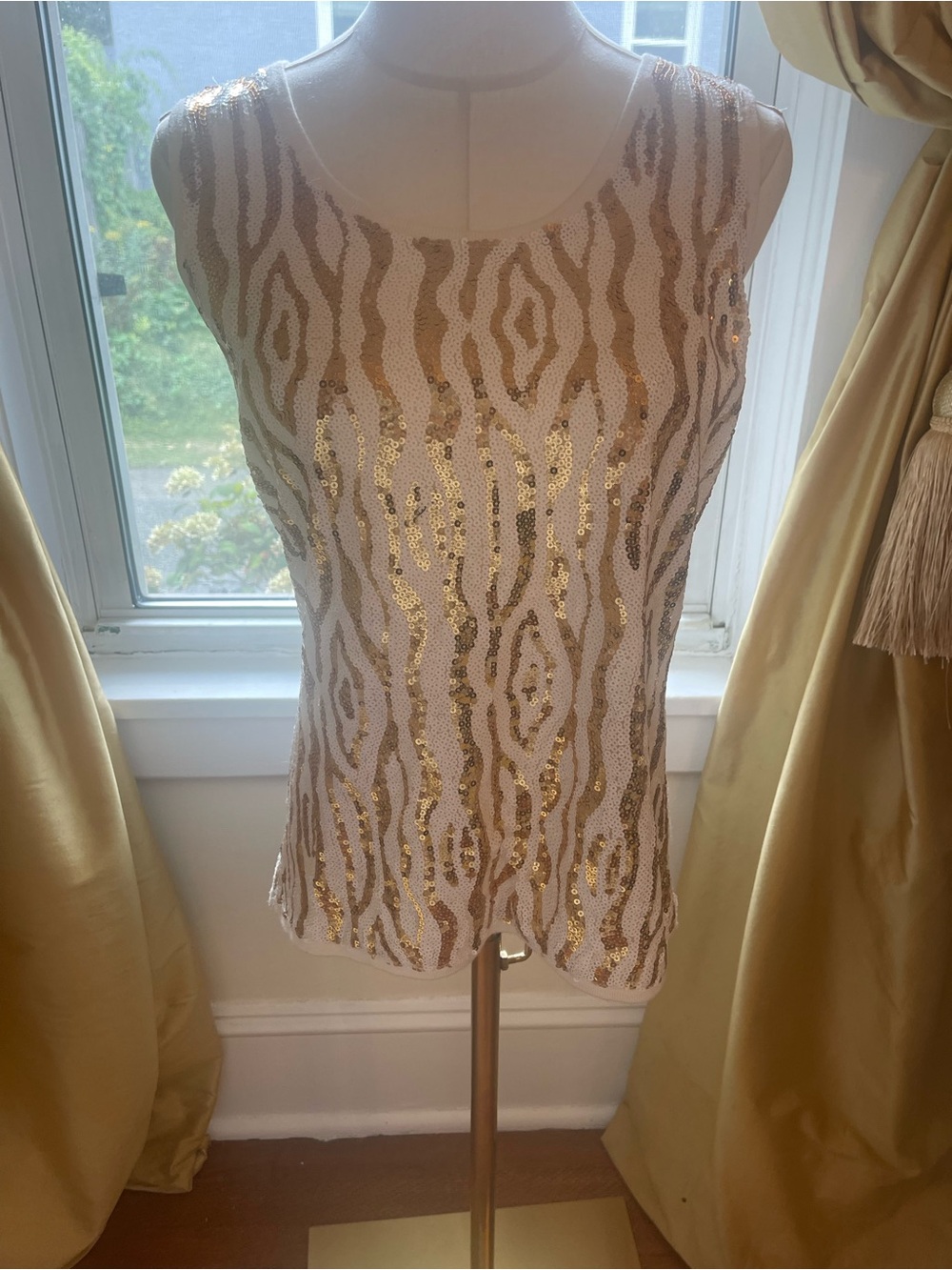 Gold Sequin Animal-Print Sleeveless Tank Top - Women